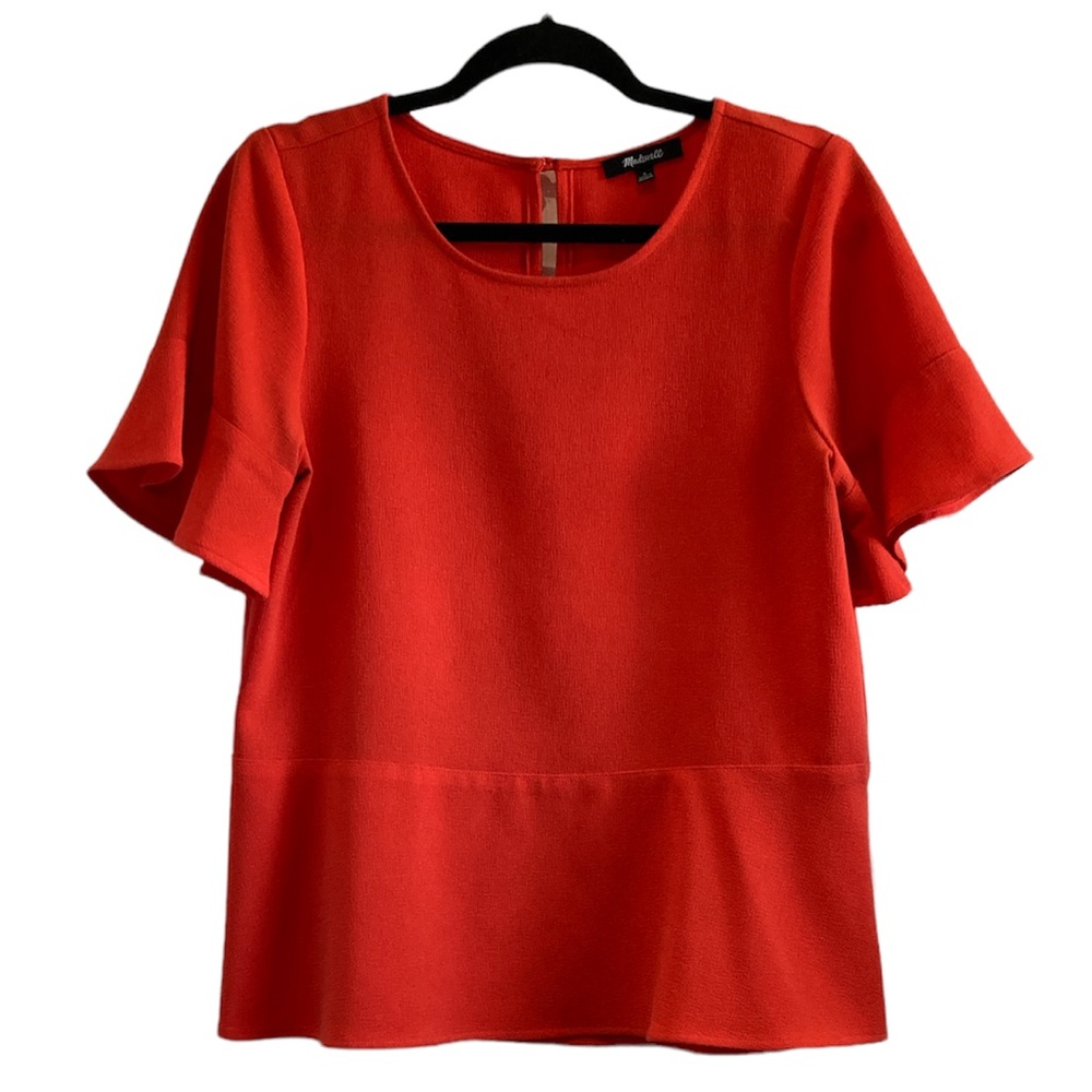 Madewell Bell Sleeve Peplum Top Coral Small Women’s